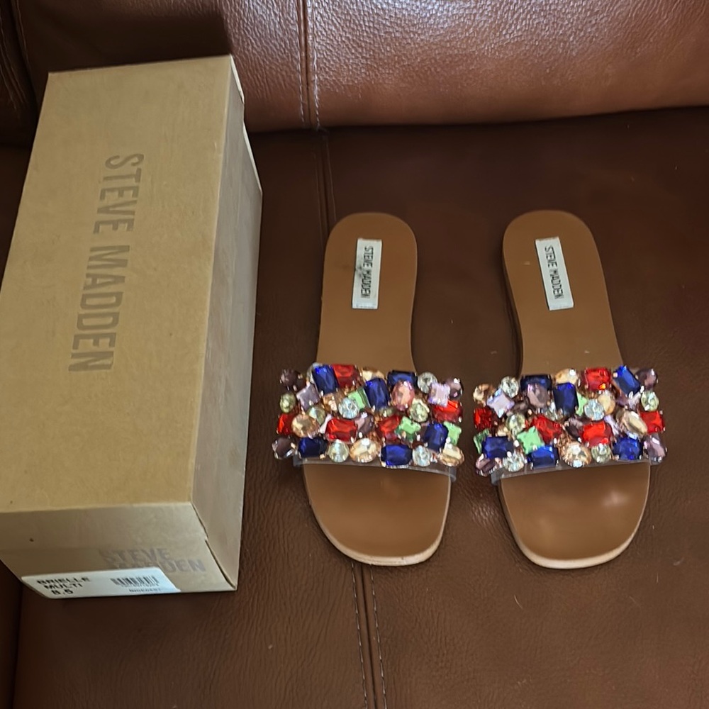Steve Madden Women's Multicolor Gemstone Slide Sandals